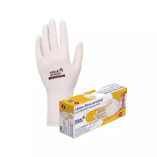 LUVA LATEX BRANCA (M) C/ AMIDO CX C/100