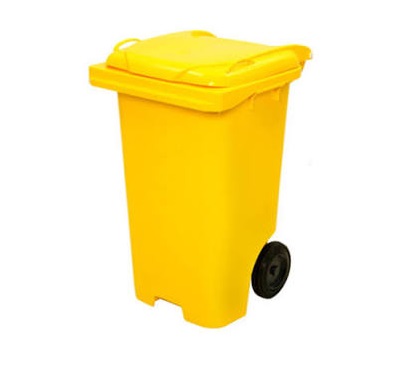 LIXEIRA 120 LTS MARFINITE AMARELO C/RODA