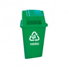 CESTO QUADRADO 60L C/ TAMPA VERDE C/ ADE