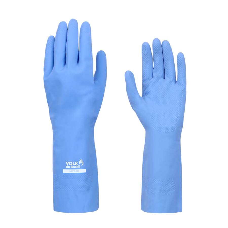 LUVA LATEX (G) C/ FORRO STD AZUL VOLK