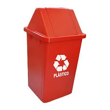 CESTO QUADRADO 100L C/ TAMPA VERMELHO C/