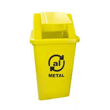 CESTO QUADRADO 100L C/ TAMPA AMARELO C/A