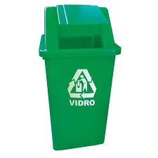 CESTO QUADRADO 100L C/ TAMPA VERDE C/ AD