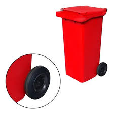 LIXEIRA 120 LT LARPLASTICO VERMELHA RODA