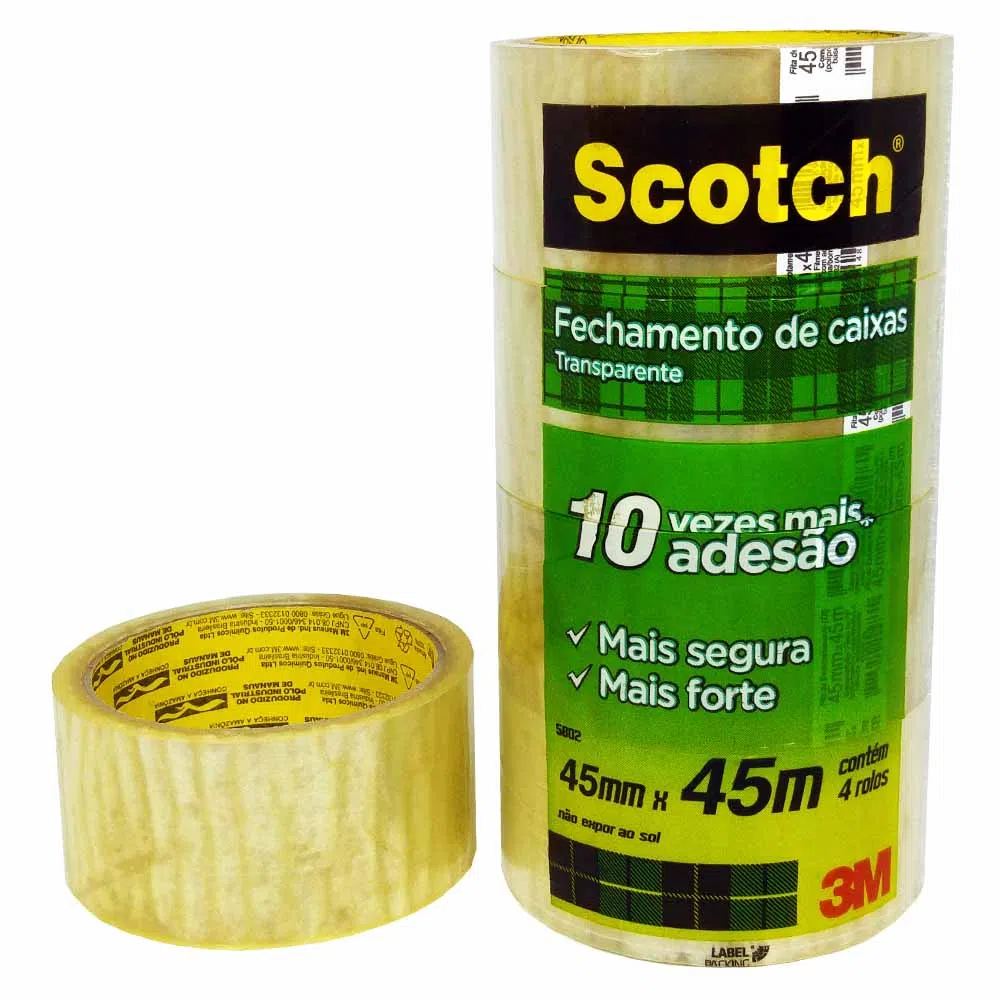 FITA EMPACOT PVC 45X45 TRANSPARENTE 3M