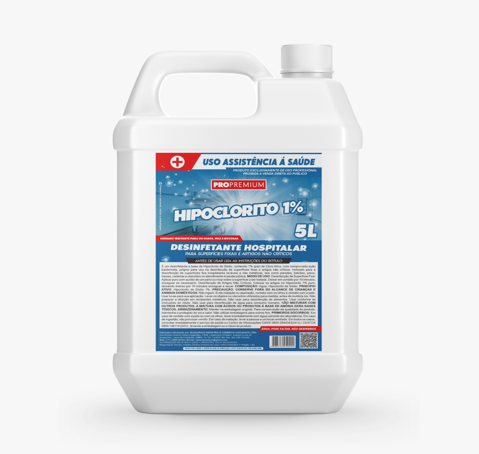 HIPOCLORITO DE SODIO 1% 5LT PROPREMIUM 