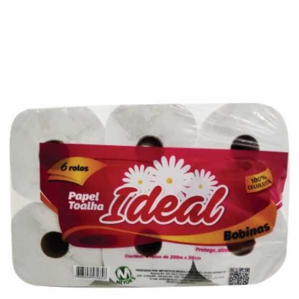 PAPEL TOALHA BOBINA IDEAL 6X200 MT
