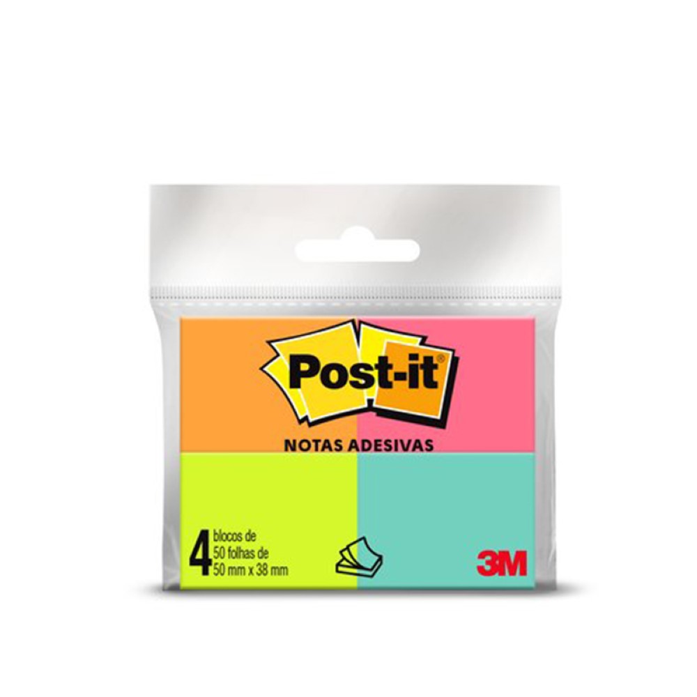 POST IT 3M ADESIVO C/4 TROP 38X50MM 200F